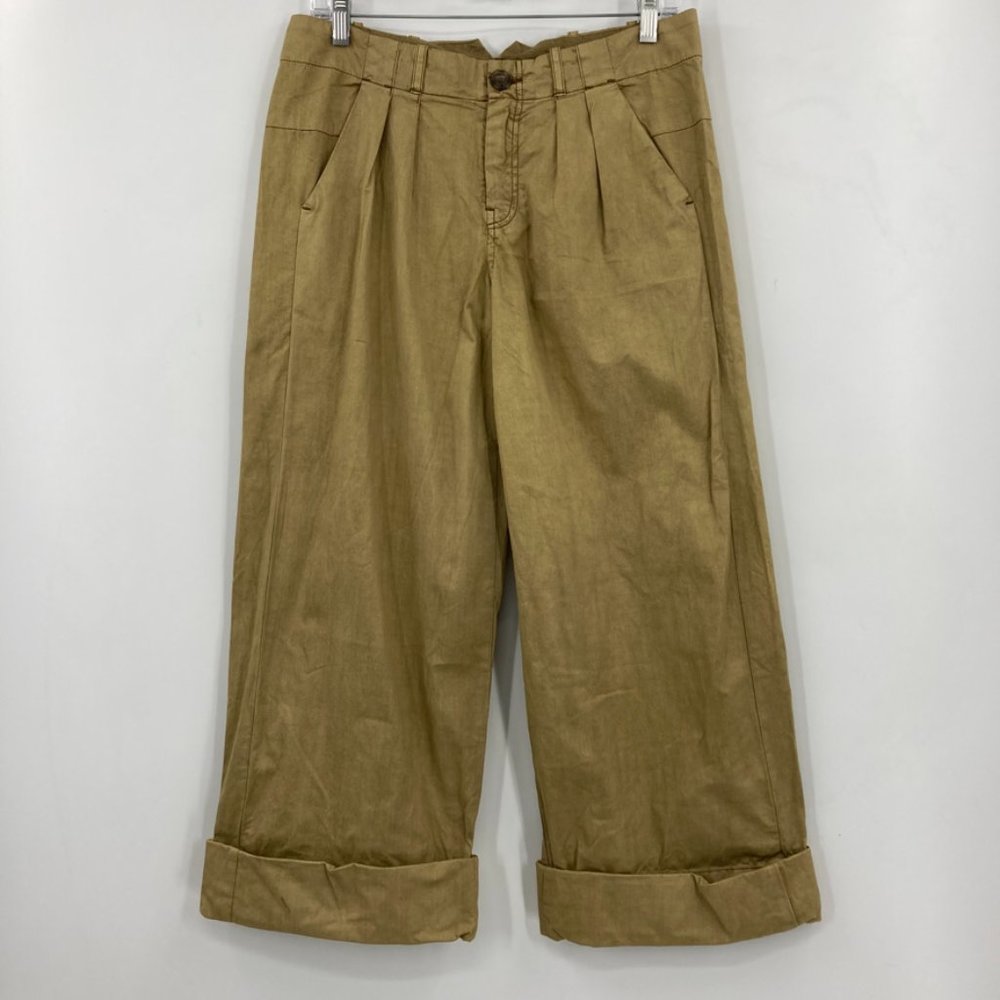 Free People Baggy Crop Wide Leg Beige Pants